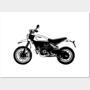 Scrambler Bike Black and White Color Posters and Art